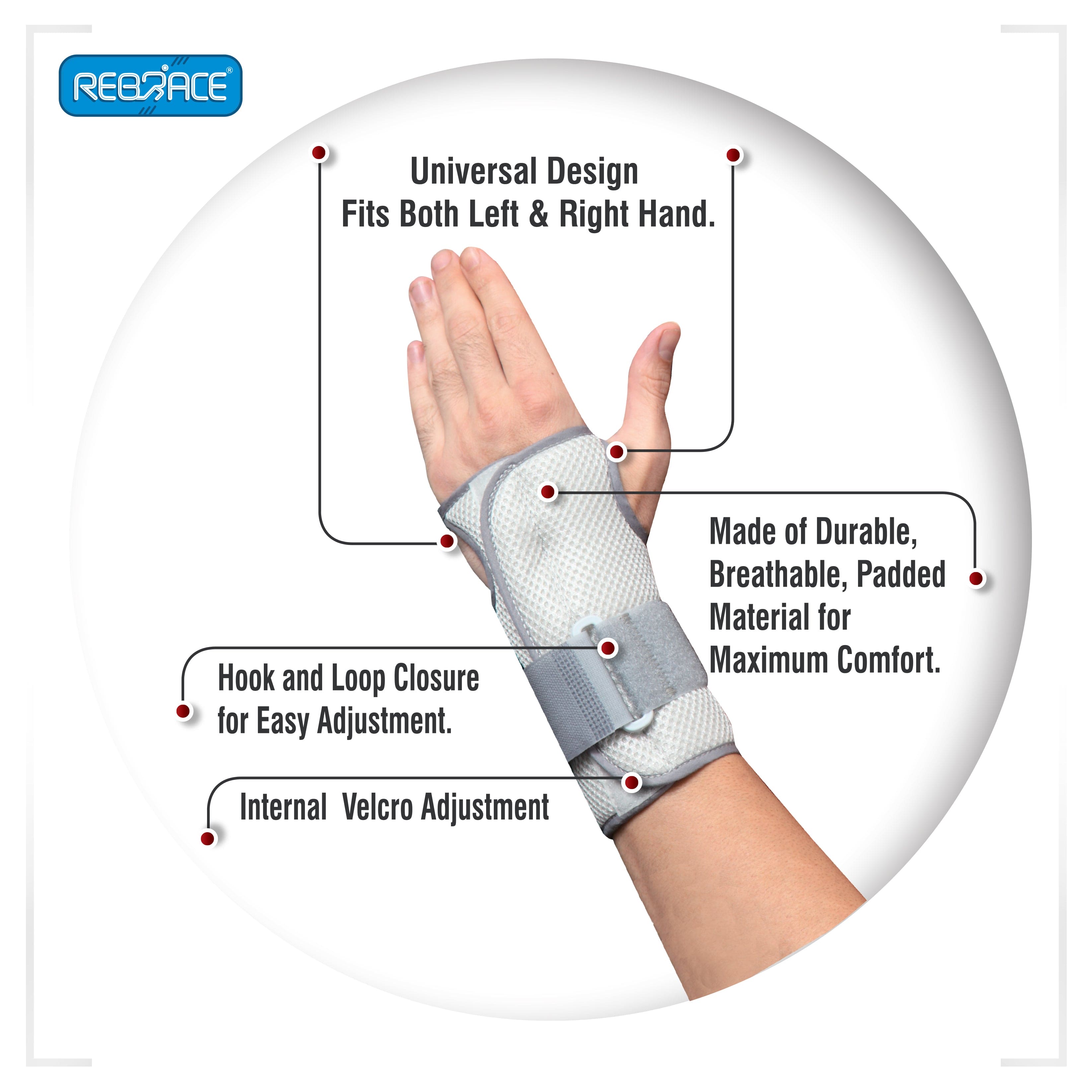 REBRACE Dual Arm Universal Wrist Brace for Men & Women