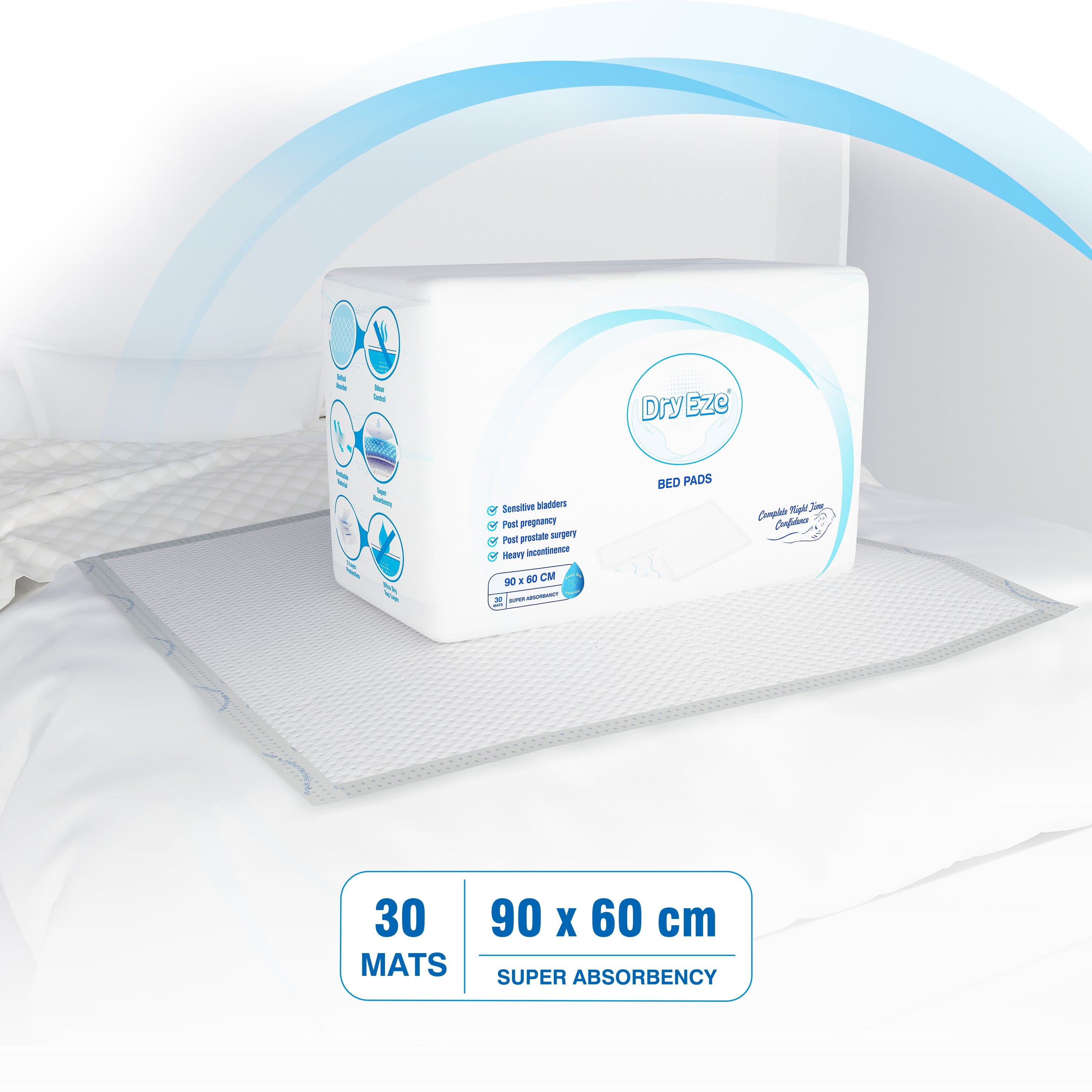DryEze Disposable Bed Pads By ComfyLife - Multiple Sizes